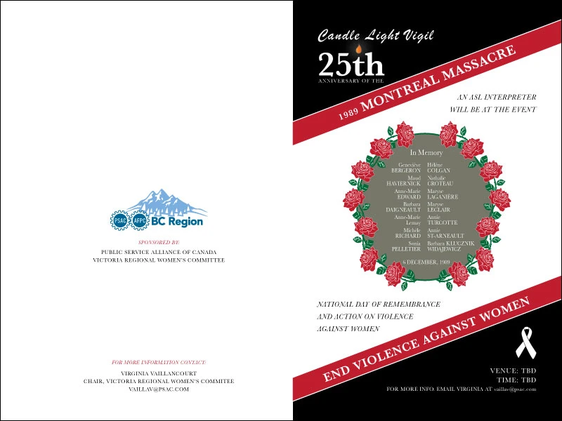 25th Anniversary of Montreal Massacre Brochure